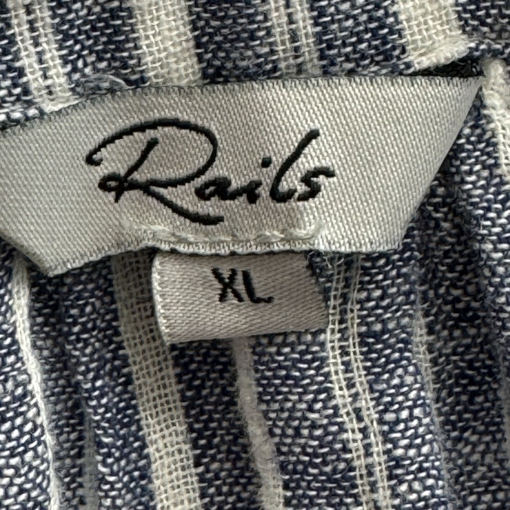 Rails Jasmine Linen‎ Mini Dress Womens Size XL Striped Empire Waist Boho LS - Picture 3 of 12